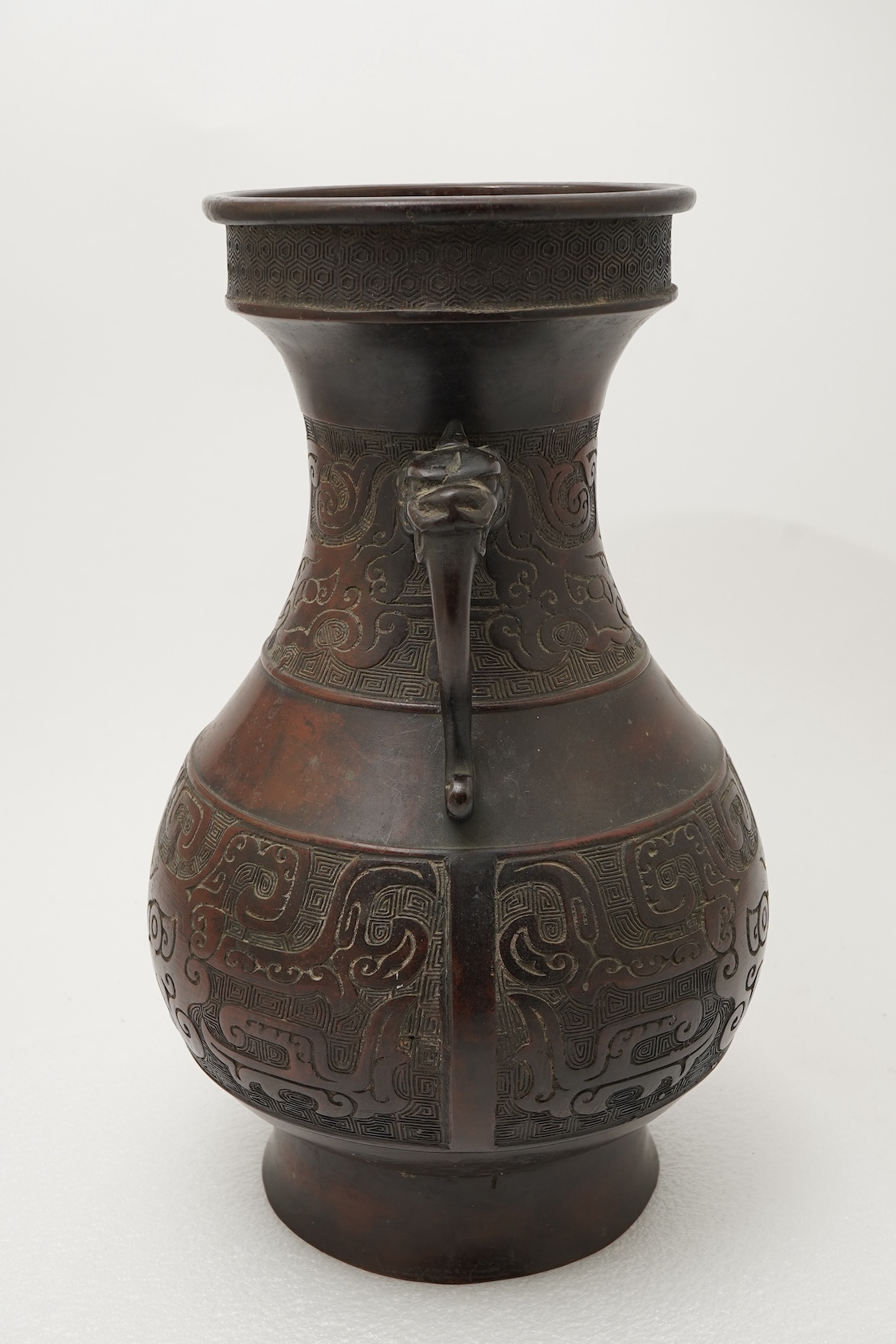 A Chinese archaistic bronze vase, hu, 19th century